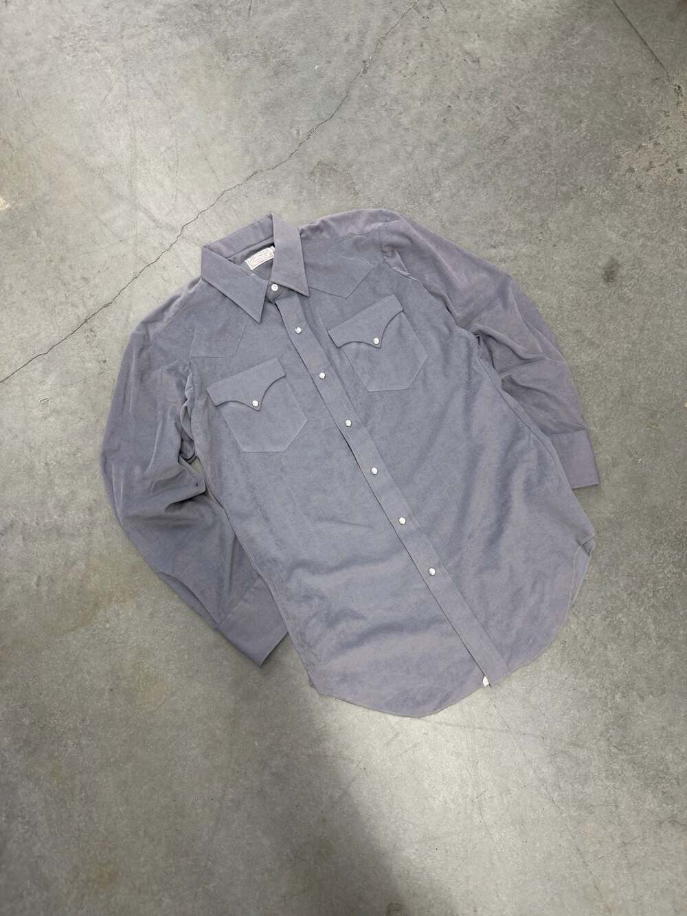 80s/90s Vintage H BAR C Ranch Wear Grey Suede Pearl Snap Button Up Mens Size 34